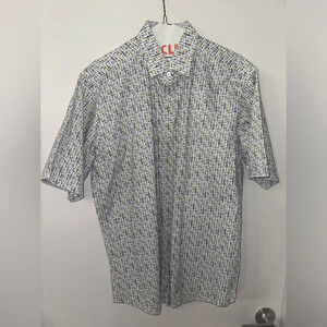 Bugatchi Men Medium “Wine Bottles” Classic Fit Short Sleeve Shirt